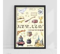 Harry Potter Print - Watercolour Icons Personalised Name Poster Wall Art (29.7cm x 42cm - A3)