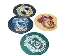 Harry Potter PU Leather Round Coaster Set Hogwarts Crest Modern Home Decor Tabletop Protection For Home Kitchen Dining Room Table Barware Accessories