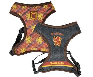Harry Potter Reversible Dog Harness XS/S, Adjustable Small Dog Harness with Two Designs, Gryffindor Monogram and Hogwarts Crest Print, Breathable Material, Secure Buckle and Lead D-Ring
