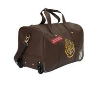Harry Potter Rolling PU Duffle Bag - Officially Licensed Travel Luggage with Patches and Applique in Brown