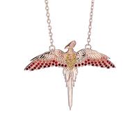 Harry Potter Rose Gold Plated Sterling Silver Red Crystal Fawkes Pendant