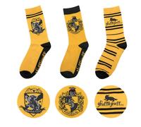 Cinereplicas - Harry Potter - Unisex's 3-Pack - Hogwarts Houses Patterned Socks - Hufflepuff - Shoe 6 to 12