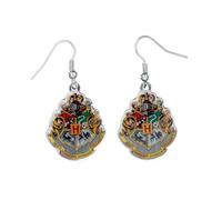 Harry Potter Silver Plated Hogwarts Crest Drop Earrings