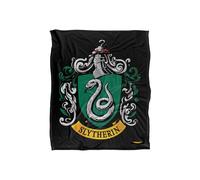 Harry Potter Slytherin Crest Officially Licensed Silky Touch Super Soft Throw Blanket 152X127 Cm In White White One Size