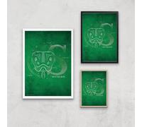 Harry Potter Slytherin Giclee Art Print - A4 - Wooden Frame