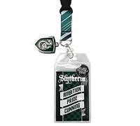Harry Potter Slytherin Tie Inspired Sublimation Print Metal Charm & Id Holder Lanyard OSFA, Silver, Large