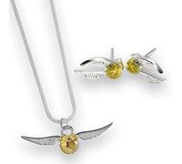 Harry Potter Snitch Silver Necklace and Earring Set