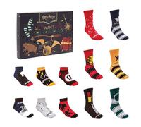 Harry Potter Sock Advent Calendar 2025 Kids - Christmas Advent Calendar with 24 Days, 12 Pairs (1 Sock a Day) EU 31-34 Cotton Ankle & Trainer Socks, Character Designs for Christmas Countdown Gifts