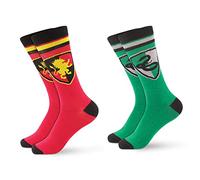 Harry Potter Socks by HYP | Mens and Womens Socks Featuring Gryffindor and Slytherin Crests | 2 Pack Casual Crew Socks - Red/Green