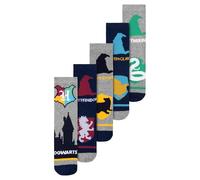 Harry Potter Socks for Boys and Girls - 4 Houses Children's Trainers Children's Socks Grey/Blue (Pack of 5), grey / blue, 31-34