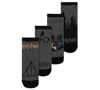 Harry Potter Socks for Men - Hogwarts Men's Sneaker Stockings Grey/Black (Pack of 4)