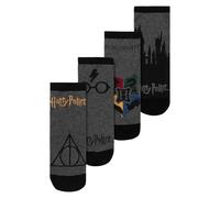 Harry Potter Socks for Men - Hogwarts Men's Sneaker Stockings Grey/Black (Pack of 4), grey/black, 39-42