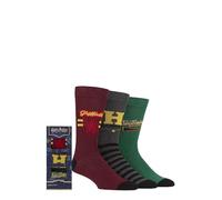 Harry Potter SOCKSHOP Men’s 3 Pair Cotton Gift Boxed Socks - Colourful Crew Length Designs Featuring Hogwarts House Crests, Fun Everyday Novelty Gift for Fans of the Wizarding World Multi 6-11