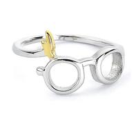 HARRY POTTER Stainless Steel Lightning Bolt and Glasses Ring - Size Medium