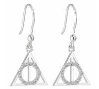 Harry Potter Sterling Silver Deathly Hallows Drop Earrings with Crystals