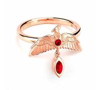 Harry Potter Sterling Silver Fawkes Rose Gold Plated Ring Size Medium