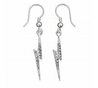 Harry Potter Sterling Silver Lightning Bolt Drop Earrings with Crystal - Sterling Silver / Copper