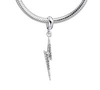 Harry Potter Sterling Silver Lightning Bolt Slider Charm with Swarovski Crystals