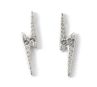 Harry Potter Sterling Silver Lightning Bolt Stud Earrings with Crystal - Sterling Silver / Copper