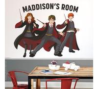 Harry Potter Wall Sticker - Cartoon Harry Ron Hermione Personalised Wall Decal Wizarding World Art (120cm (W) x 100cm (H))