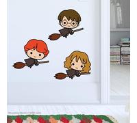 Harry Potter Wall Sticker - Character Trio Brooms Charm Wall Decal Set Wizarding World Art (60cm (W) x 35cm (H))
