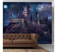 Harry Potter Wall Sticker - Hogwarts Castle Outside Night Time Full Wall Mural Wizarding World Art (3m Width x 2.5m Height)