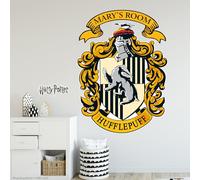Harry Potter Wall Sticker - Hufflepuff Crest & Personalised Name Wall Decal Wizarding World Art (120cm Height x 90cm Width)