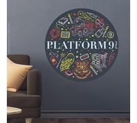 Harry Potter Wall Sticker - Platform 9 3/4 Sketch Circle Wall Decal Wizarding World Art (90cm (W) x 90cm (H))