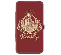 Harry Potter Wallet, Hinged, Harry Potter The Burrow Weasley House Crest Plaid Burgundy, Vegan Leather