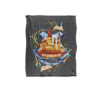 Harry Potter Watercolor Hogwarts Crest Officially Licensed Silky Touch Super Soft Throw Blanket 152X127 Cm In White White