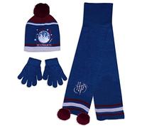 Harry Potter Winter Hat, Scarf and Hand Gloves Set (6-8 Years, Navy Blue)