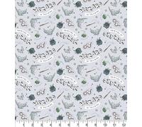 Harry Potter Wizard in Training Cotton Fabric by 0.5M Multiples 110cm Wide, Grey (100% Cotton, Genuine Licensed Fabric, Ideal for Crafts, Quilting, Sewing, Bunting)