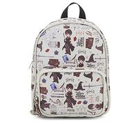 Harry Potter Wizarding World Magic Mini Purse Backpack with Hogwarts Allover Icon Print, 10.5 Inches, Adjustable Straps, Faux Leather, Cream, S