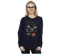 Harry Potter Women's All I Want For Christmas Sweatshirt Navy Blue Medium
