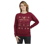 Harry Potter Women's Christmas Pattern Sweatshirt in Burgundy | Size: Medium Harry Potter Burgundy M