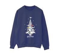 Harry Potter Women's Christmas Tree Sweatshirt Navy Blue Medium