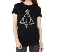 Harry Potter Women's Deathly Hallows Symbol Boyfriend Fit T-Shirt Large Black