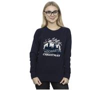 Harry Potter Women's Hogwarts Christmas Sweatshirt Navy Blue Large