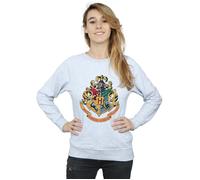 Harry Potter Women's Hogwarts Crest Gold Ink Sweatshirt Sport Grey X-Large