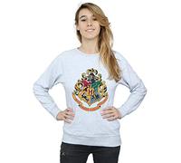 Harry Potter Women's Hogwarts Crest Gold Ink Sweatshirt Sport Grey Medium