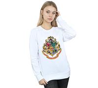 Harry Potter Women's Hogwarts Crest Gold Ink Sweatshirt White XX-Large