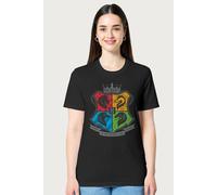Harry Potter Women's Hogwarts School Of Witchcraft & Wizardry Mascots Relaxed Fit T-Shirt in Black | Size: Medium Harry Potter Black M
