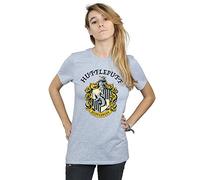 Harry Potter Women's Hufflepuff Crest Boyfriend Fit T-Shirt Sport Grey Medium