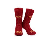 Harry Potter Women's Slipper Socks Cosy Warm Fleece Lined Bed Non Slip Heat Holding Winter in Burgundy Harry Potter Burgundy One Size