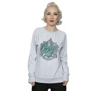 Harry Potter Women's Slytherin Distressed Crest Sweatshirt Small Heather Grey