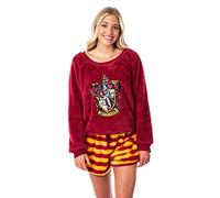 Harry Potter Womens' Sweater and Shorts Sleep Pajama Set-Gryffindor (L)