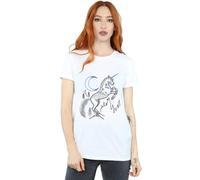 Harry Potter Women's Unicorn Line Art Cotton Boyfriend T-Shirt in White | Size: 3XL Harry Potter White 3XL