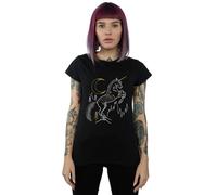 Harry Potter Women's Unicorn Line Art Cotton T-Shirt in Black | Size: Small Harry Potter Black S