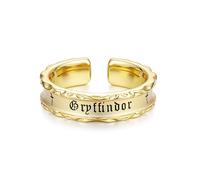 Harry Potter x FANCIME Collaboration - Gryffindor House Ring - Golden, Sterling Silver Adjustable Ring Jewellery Gift for Women Girls Men