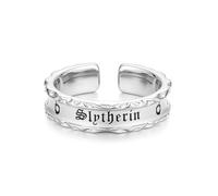 Harry Potter x FANCIME Collaboration - Slytherin House Ring - Silver, Sterling Silver Adjustable Ring Jewellery Gift for Women Girls Men